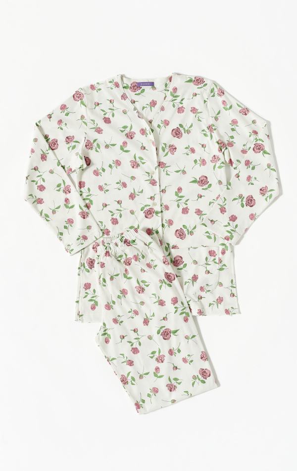 Pink Flowered Butterknit Pajamas